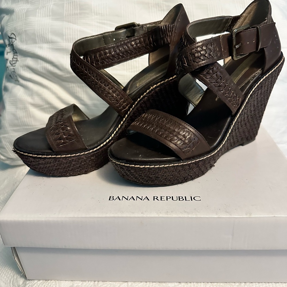 Banana Republic Chocolate Woven Wedges